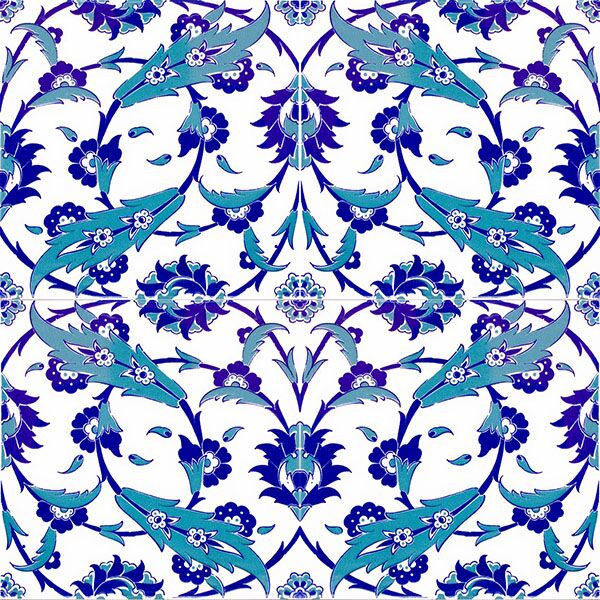 20x20 AC-32 Selcuklu Desen Cini Karo Ottoman Turkish floral patterned desıgn bathroom kitchen wall tiles decoration
