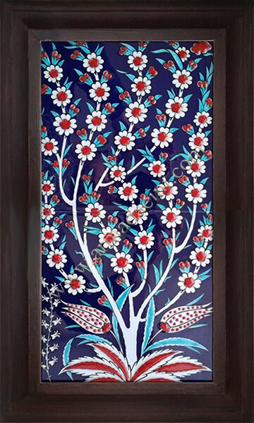 20x40 iznik Çini Kobalt Hayat Agacı Desenli El Dekoru 153 Cini Pano iznik çinileri el yapımı çini karo türk çini sanatı desenleri osmanlı motifleri türk hamamı çini pano banyo mutfak çiniler seramik otel ev cami metro dekorasyon mosque masjid hand made interior ceramic tiles decoration turkısh bath bathroom fiyatları