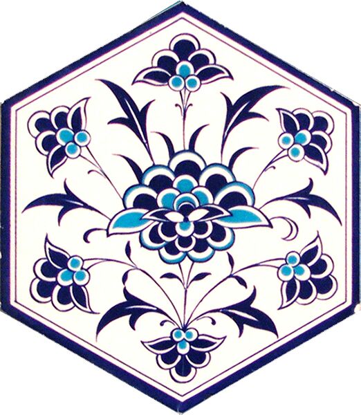 AL-1 iznik Beyaz Ciçek Altıgen Cini Karo, Kutahya çinisi, çinileri, Türk hamamı, mosque, Banyo, otel dekorasyon fiyatları, hexagon tile, decorations, ornek