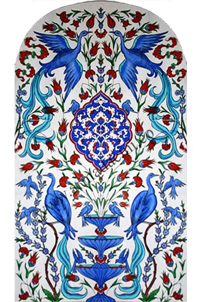 80x160 Guverin Kus Desenli El Yapımı 835 Cini Pano Kütahya ve iznik çinileri el yapımı karo türk çini sanatı desenleri osmanlı motifleri türk hamamı çini pano banyo mutfak çiniler seramik otel ev cami metro dekorasyon mosque masjid hand made interior ceramic tiles decoration turkısh bath bathroom fiyatları satıcıları