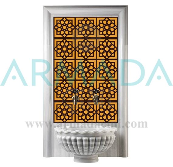 SP 101 Sarı kahve Geometrik Yıldız Desenli Hamam Çinisi