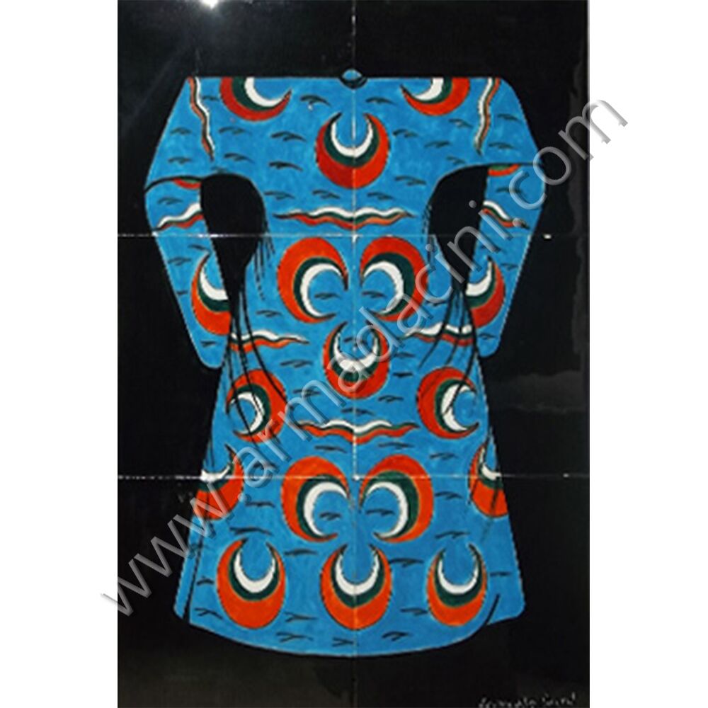 40x60 Padisah Kaftanları Mavili Hilal Kaftan Cini Tablo Kütahya ve iznik çinileri el yapımı çini karo klasik türk çini sanatı desenleri osmanlı motifleri türk hamamı çini pano banyo mutfak çiniler seramik dekorasyon hand made interior ceramic tiles decoration turkısh bath bathroom çini fiyatları satıcıları fabrikalar