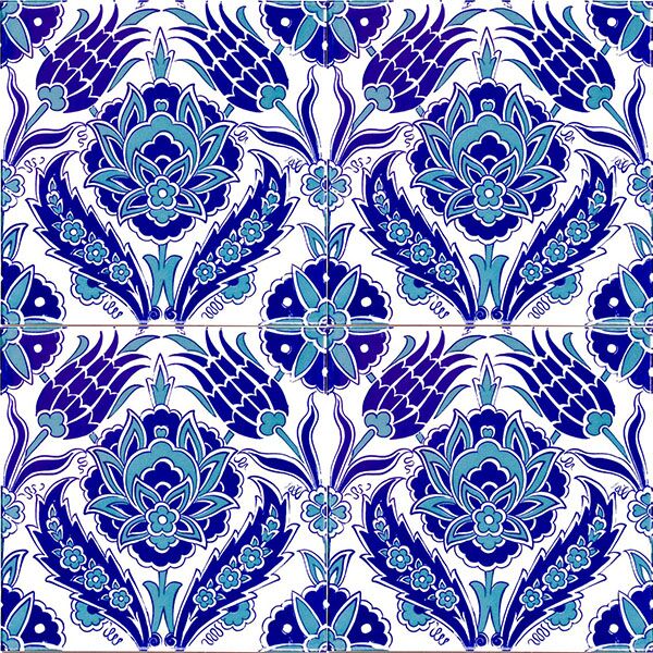 Lale Desen Mavi Beyaz Cini Karo