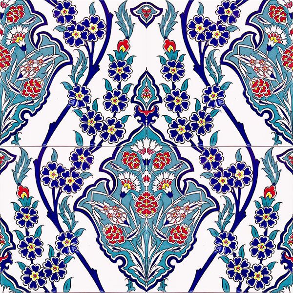 AC-13 Cicek Desenli Cini Seramik Karo Floral patterned design interior wall tiles ceramic mosque masjid