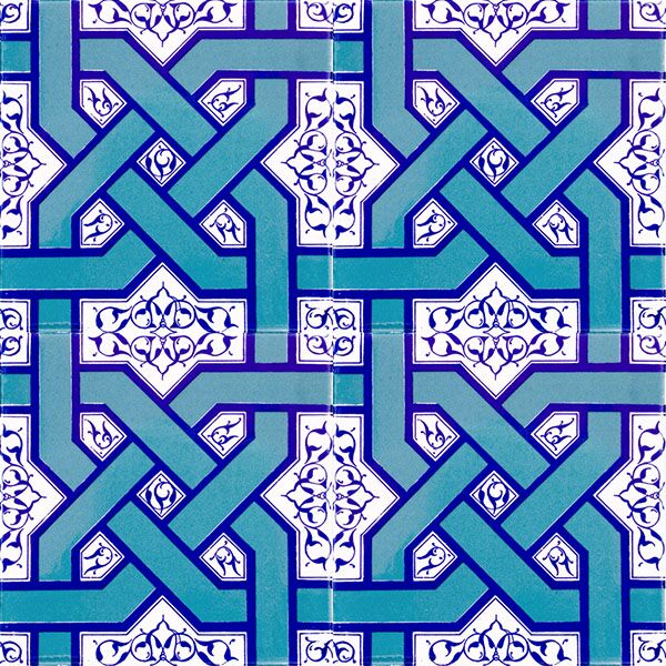 AC-6 Selcuklu Turkuaz Zincir Gecme Desenli Cini Karo Turkish ceramic wall tiles decorations