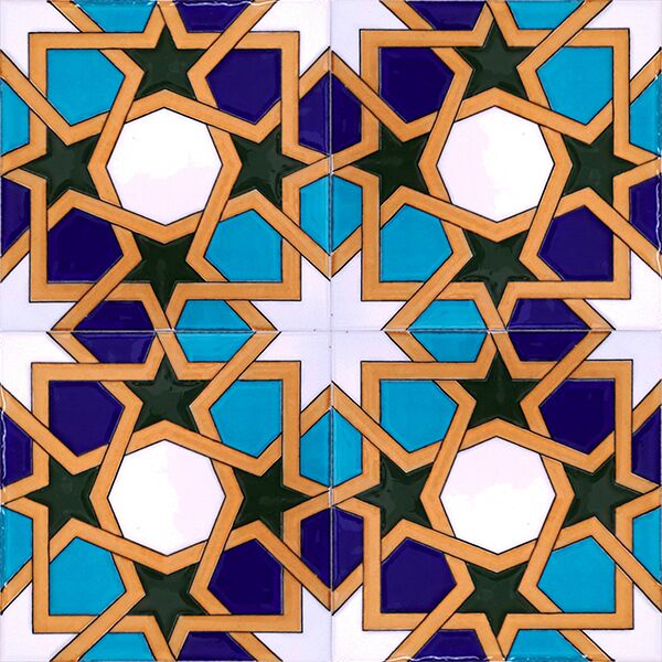 20x20 SP-99 V Tunus Desenli Geometrik Cini Karo Pano Kütahya ve İznik çinileri cami otel türk hamamı banyo mutfak seramik dekorasyon örnekleri interior