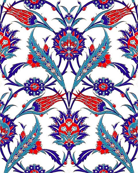 AC-313 Tulip Patterned Kutahya Tile Ceramic Tile, Tile, Mosque tiles, Turkish bath, arabic mosque, bathroom, hotel decoration, prices, decoration examples