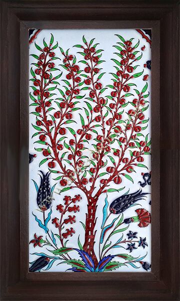 20x40 Kutahya Çinisi Nar Agacı Desenli El Dekoru 155 Cini Pano iznik çinileri el yapımı çini karo türk çini sanatı desenleri osmanlı motifleri türk hamamı çini pano banyo mutfak çiniler seramik otel ev cami metro dekorasyon mosque masjid hand made interior ceramic tiles decoration turkısh bath bathroom fiyatları