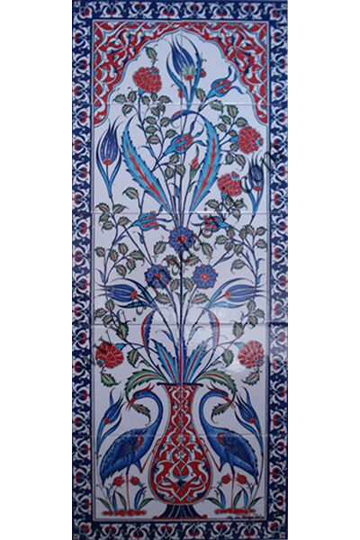 40x100 Cift Sulunlu Kutahya Cini Desenli El Dekoru 705 Kütahya ve iznik çinileri el yapımı çini karo türk çini sanatı desenleri osmanlı motifleri türk hamamı çini pano banyo mutfak çiniler seramik otel ev cami metro dekorasyon mosque masjid hand made interior ceramic tiles decoration turkısh bath bathroom fiyatları