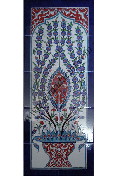 40x100 iznik Cicek Desenli Cini Eldekoru 706 Kütahya ve iznik çinileri el yapımı çini karo türk çini sanatı desenleri osmanlı motifleri türk hamamı çini pano banyo mutfak çiniler seramik otel ev cami metro dekorasyon mosque masjid hand made interior ceramic tiles decoration turkısh bath bathroom fiyatları satıcıları