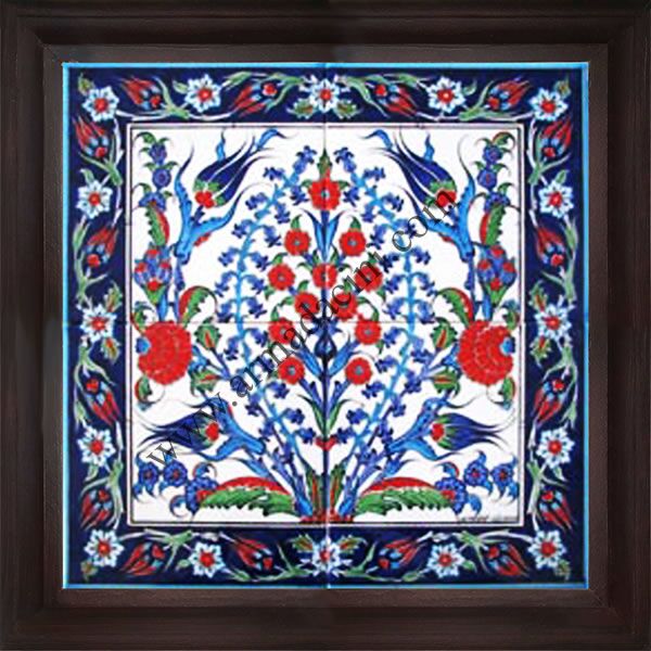 40x40 Kutahya Sumbul Çini Desenli El Dekoru 406 Cini Pano Kütahya ve iznik çinileri el yapımı çini karo türk çini sanatı desenleri osmanlı motifleri türk hamamı çini pano banyo mutfak çiniler seramik otel ev cami metro dekorasyon mosque masjid hand made interior ceramic tiles decoration turkısh bath bathroom fiyatları