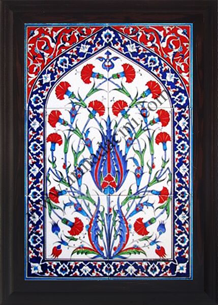 40x60 iznik Karanfil Cini Desenli El Dekoru 604 Kütahya ve iznik çinileri el yapımı çini karo türk çini sanatı desenleri osmanlı motifleri türk hamamı çini pano banyo mutfak çiniler seramik otel ev cami metro dekorasyon mosque masjid hand made interior ceramic tiles decoration turkısh bath bathroom fiyatları satıcıları