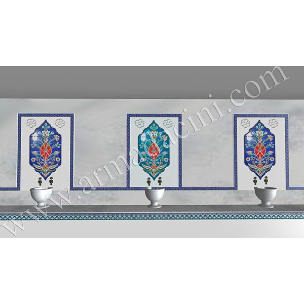 40x80 Hanedan Kobalt TurkuazTürk Hamamı çini Panoları