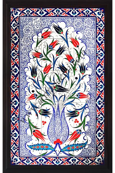 60x100 Lalezar Desenli El Dekoru 625 Cini Pano Kütahya ve iznik çinileri el yapımı çini karo türk çini sanatı desenleri osmanlı motifleri türk hamamı çini pano banyo mutfak çiniler seramik otel ev cami metro dekorasyon mosque masjid hand made interior ceramic tiles decoration turkısh bath bathroom fiyatları satıcıları