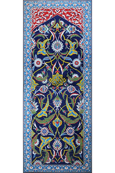 80x200 iznik Kobalt Rumi Desenli El Dekoru 860 Cini Kütahya ve iznik çinileri el yapımı çini karo klasik türk çini sanatı desenleri osmanlı motifleri türk hamamı çini pano banyo mutfak çiniler seramik dekorasyon hand made interior ceramic tiles decoration turkısh bath bathroom çini fiyatları satıcıları fabrikalar