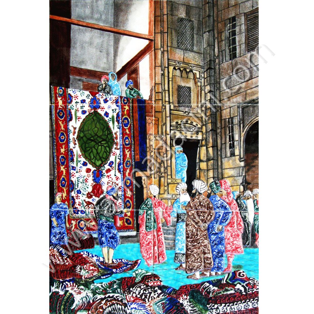 40x60 Halı Tuccarı El Dekoru Cini Tablo Kütahya ve iznik çinileri el yapımı çini karo klasik türk çini sanatı desenleri osmanlı motifleri türk hamamı çini pano banyo mutfak çiniler seramik dekorasyon hand made interior ceramic tiles decoration turkısh bath bathroom çini fiyatları satıcıları fabrikalar