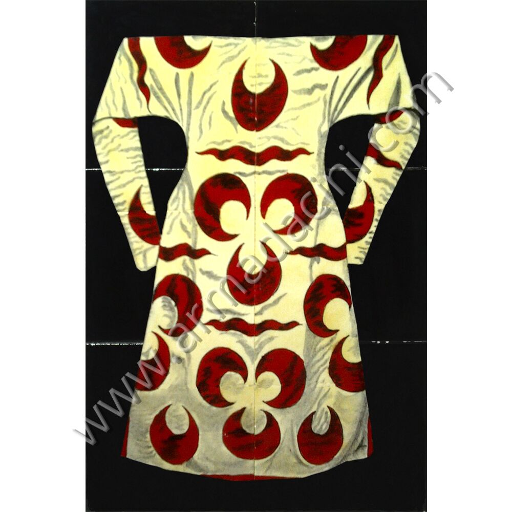40x60 Osmanlı Kaftanı Beyaz Kırmızı Hilal Kaftan Ciniler Kütahya ve iznik çinileri el yapımı çini karo klasik türk çini sanatı desenleri osmanlı motifleri türk hamamı çini pano banyo mutfak çiniler seramik dekorasyon hand made interior ceramic tiles decoration turkısh bath bathroom çini fiyatları satıcıları fabrikalar
