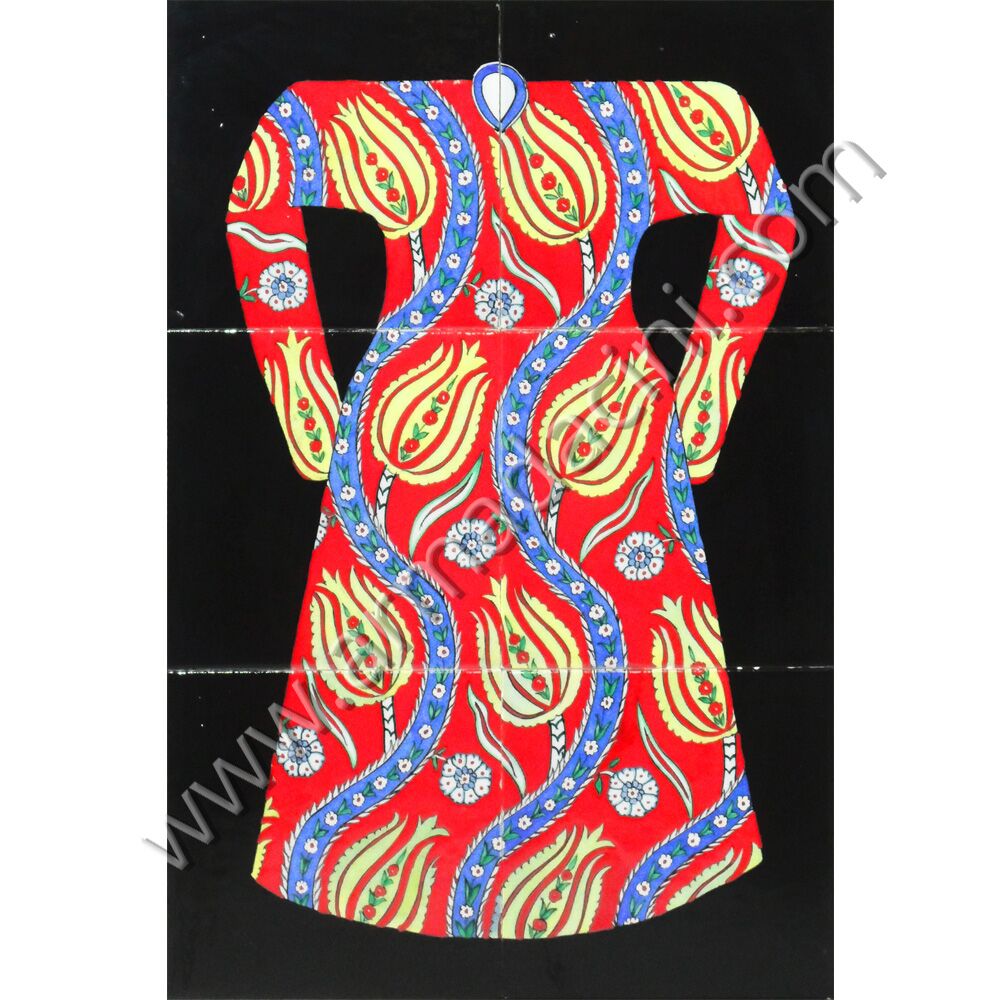 40x60 Osmanlı Kaftanları Kırmızı Zeminli Laleli Kaftan Kütahya ve iznik çinileri el yapımı çini karo klasik türk çini sanatı desenleri osmanlı motifleri türk hamamı çini pano banyo mutfak çiniler seramik dekorasyon hand made interior ceramic tiles decoration turkısh bath bathroom çini fiyatları satıcıları fabrikalar