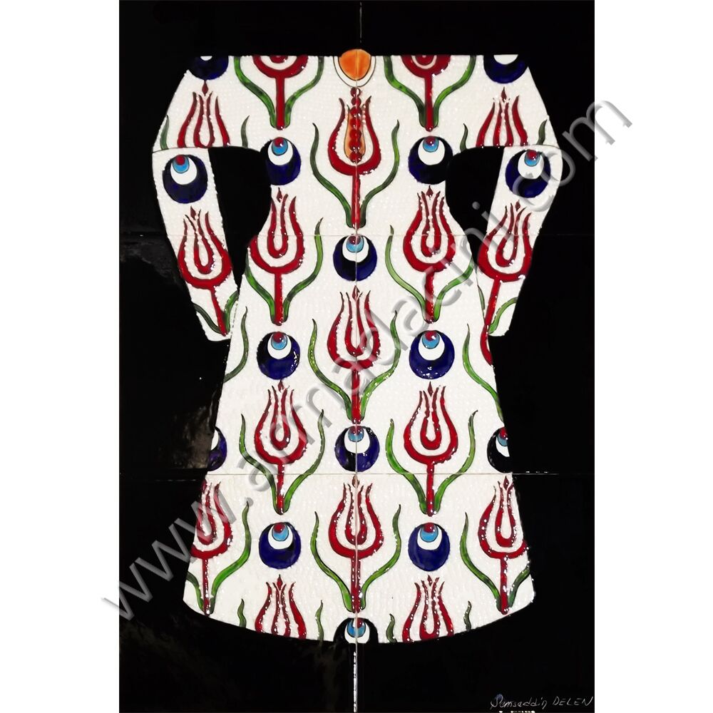 40x60 Osmanlı Kaftanları Beyaz Zeminli Laleli Kaftan Kütahya ve iznik çinileri el yapımı çini karo klasik türk çini sanatı desenleri osmanlı motifleri türk hamamı çini pano banyo mutfak çiniler seramik dekorasyon hand made interior ceramic tiles decoration turkısh bath bathroom çini fiyatları satıcıları fabrikalar