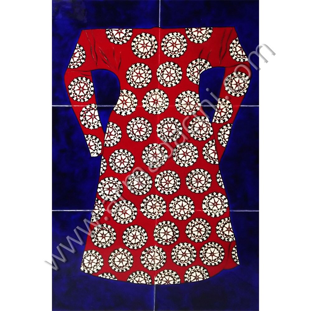 40x60 Osmanlı Kaftanları Kırmızı Cicekli El Dekoru Cini Kütahya ve iznik çinileri el yapımı çini karo klasik türk çini sanatı desenleri osmanlı motifleri türk hamamı çini pano banyo mutfak çiniler seramik dekorasyon hand made interior ceramic tiles decoration turkısh bath bathroom çini fiyatları satıcıları fabrikalar