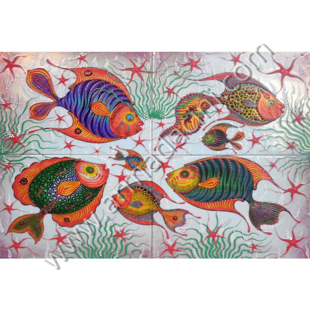 60x40 Akvaryum Balık Sahnesi El Dekoru Cini Pano Kütahya ve iznik çinileri el yapımı çini karo klasik türk çini sanatı desenleri osmanlı motifleri türk hamamı çini pano banyo mutfak çiniler seramik dekorasyon hand made interior ceramic tiles decoration turkısh bath bathroom çini fiyatları satıcıları fabrikalar