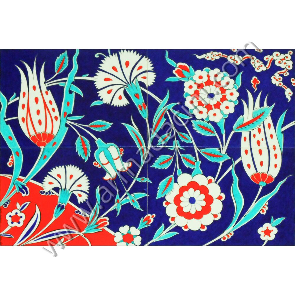 60x40 iznik Lalezar Ciçek Bahcesi El Dekoru Cini Pano Kütahya ve iznik çinileri el yapımı çini karo klasik türk çini sanatı desenleri osmanlı motifleri türk hamamı çini pano banyo mutfak çiniler seramik dekorasyon hand made interior ceramic tiles decoration turkısh bath bathroom çini fiyatları satıcıları fabrikalar