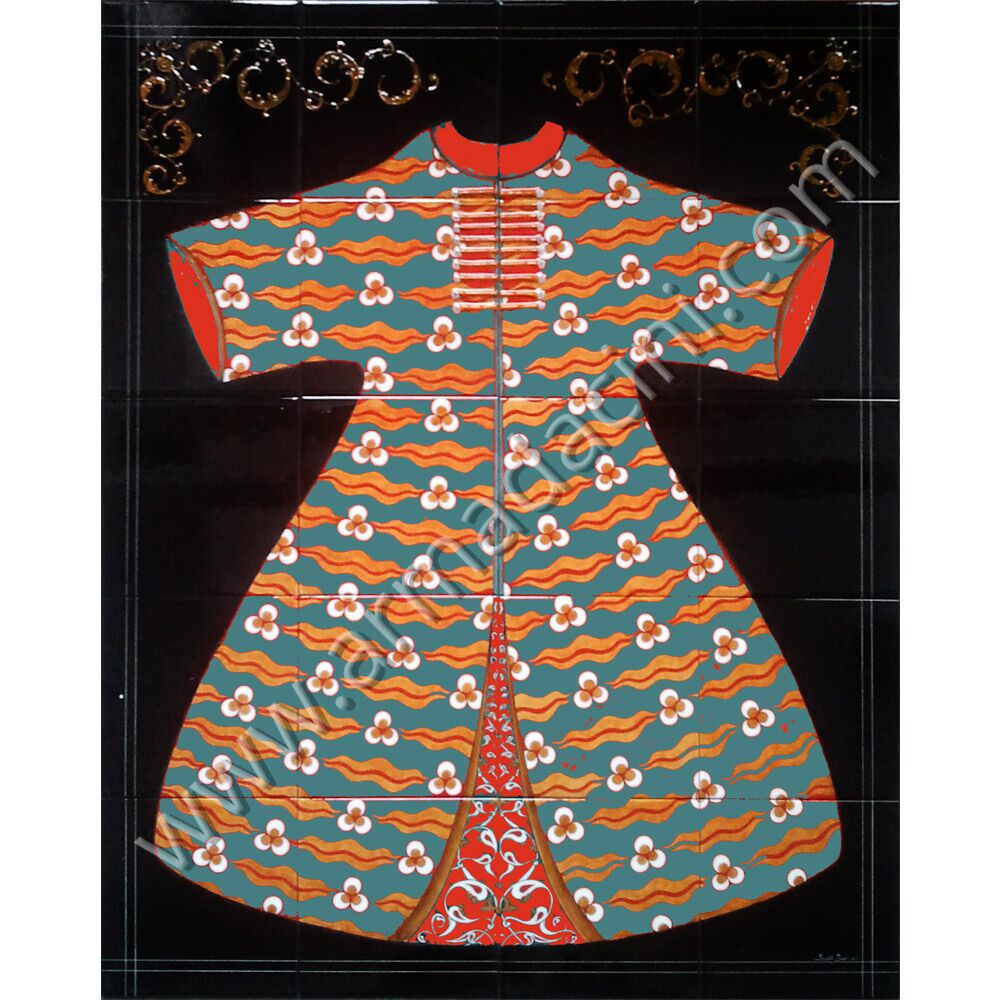 80x100 Osmanlı Cintemanili Yesil Zeminli Cini Kaftan Kütahya ve iznik çinileri el yapımı çini karo klasik türk çini sanatı desenleri osmanlı motifleri türk hamamı çini pano banyo mutfak tezgah arası çiniler seramik dekorasyon hand made interior ceramic tiles decoration turkısh bath bathroom çini örnekleri saray cariye