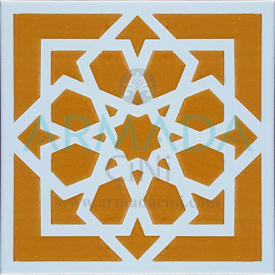 20x20 SP-101 Patterned Iznik Tile Tile Model (Seljuk Star) Original Original Real Seljuk Star Patterned Kütahya İznik Tile Ceramic Tile Models