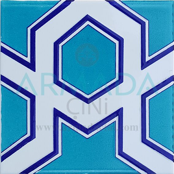 20x20 SP-96 Desenli İznik Çini Karo Modeli (Türk Yıldızı) Su yeşili Çimen Yeşili Yeşil Renkli kabartmalı Cami Mihrap Minber Kürsü Çinileri Geometrik Karo