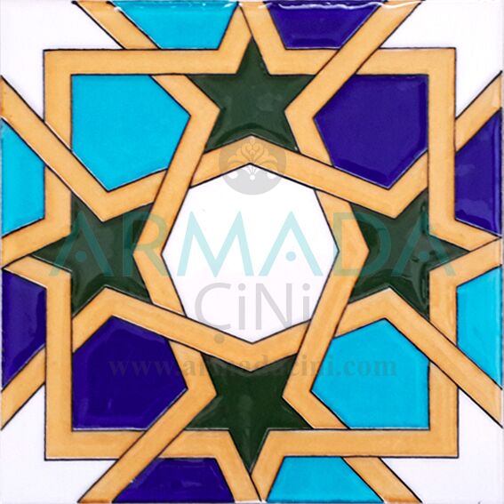20x20 SP-99 Desenli İznik Çini Karo Modeli (Morocco Desenli) Maroc Deseni Maroc Desenleri Maroc Desenli Kütahya İznik Çini Seramik Karo Modelleri Fas