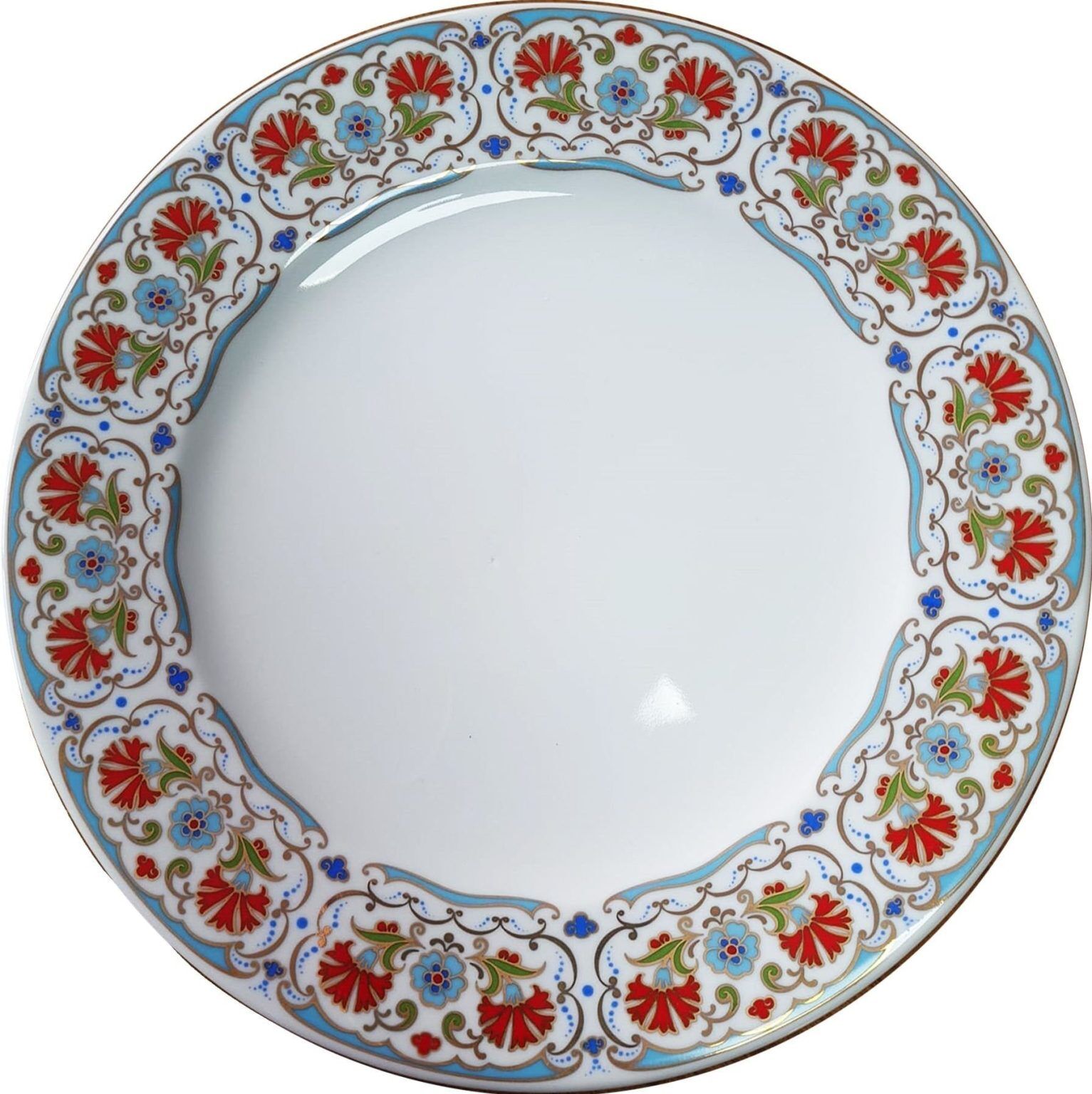 PRT 114 25 cm Blue Gold Gilded Carnation Patterned Porcelain